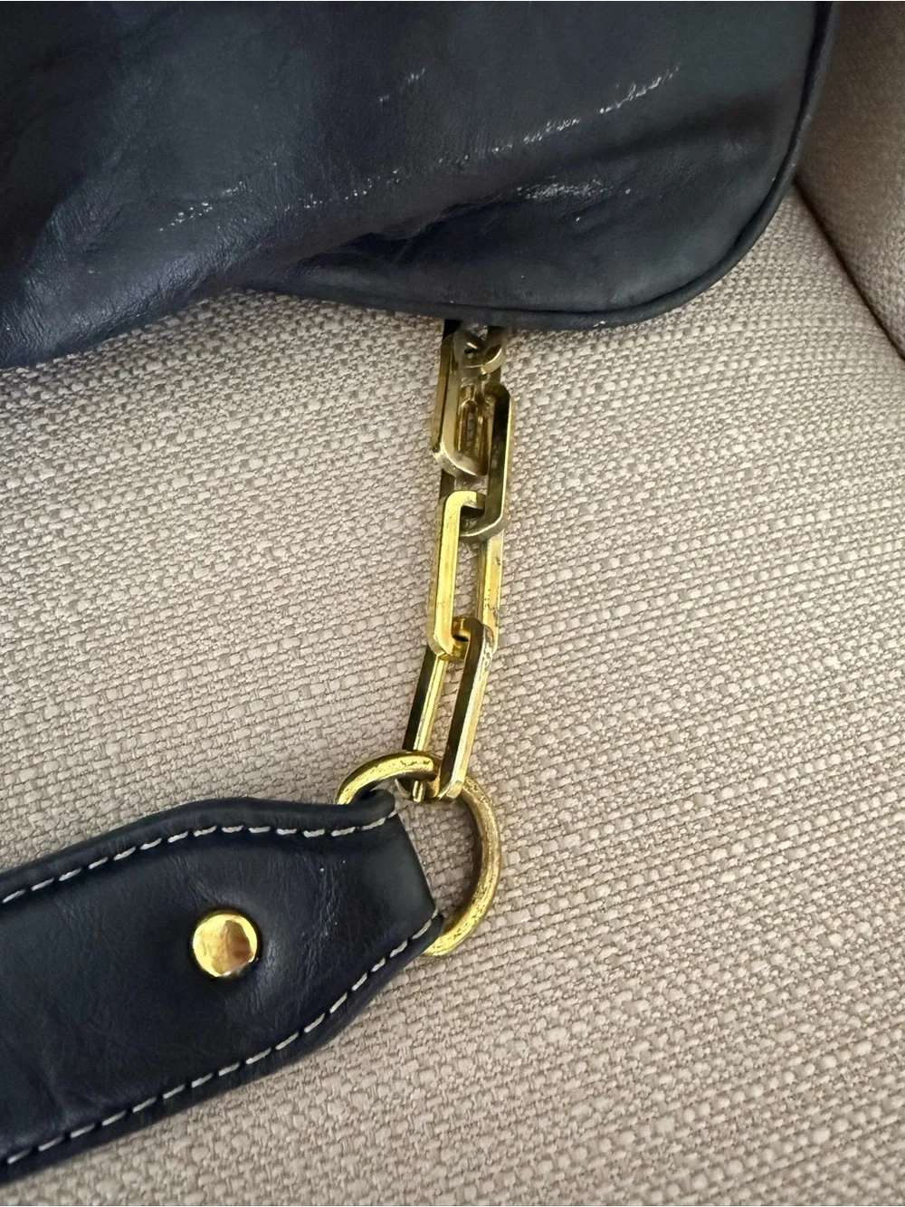 Tory Burch Reva Fold Over Clutch Black Leather Shoulder Bag Gold Logo